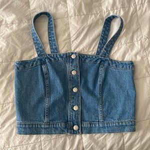 Madewell Denim Button-Front Crop Top size 10